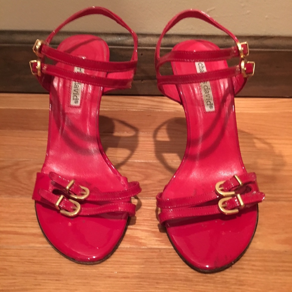 Charles David Patent Leather Strappy Heeled Sandal